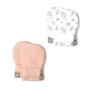 NWOT Goumi 2-Pack Organic Cotton Mitt Set in Pink Floral